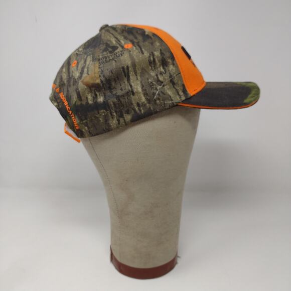 Lindco Equipment Orange & Camo Strapback Hat Embroidered Spell Out Logo - Picture 6 of 12